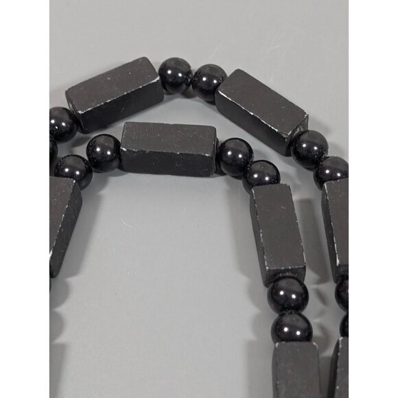 Vintage Japan Black Gold tone Double Strand Beaded Long Bold Necklace 30 in - Picture 9 of 16